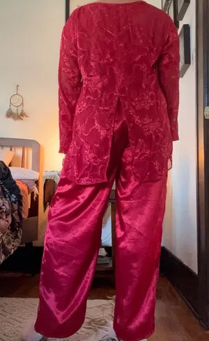Victoria's Secret Gold Label Red Pajama Set thumbnail 1