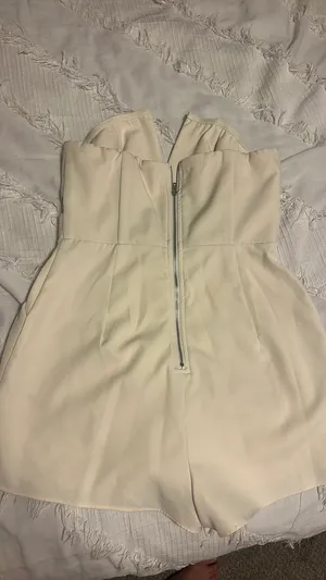 Luxxel Cream Strapless Romper thumbnail 2