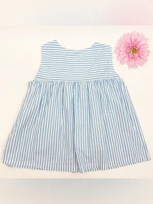Lake Pajamas Sleeveless Cotton Sleep Pajama Top Blue White Stripes thumbnail 4