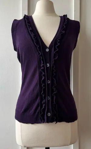 The Limited Ruffle Trim Sleeveless Cardigan thumbnail 1
