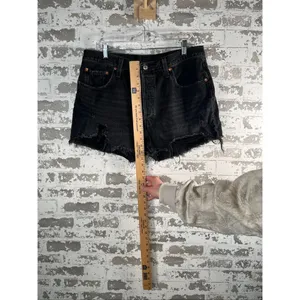 Levi’s | women black button fly denim shorts distressed thumbnail 6