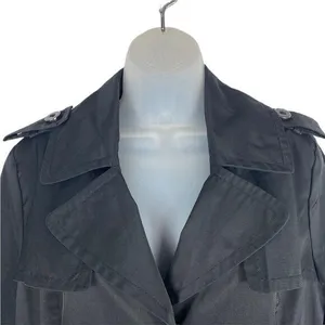 Kenneth Cole Black Trench Coat Sz L thumbnail 1