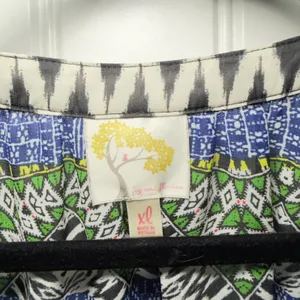 Anthropologie Fig & Flowers XL Boho Ikat Geometric Semi Sheer Tie Bottom Blouse thumbnail 7