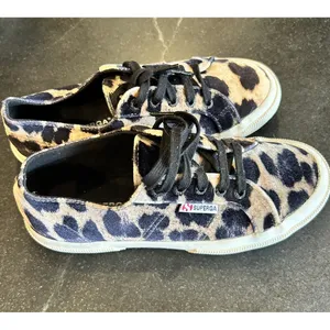 Superga 2750 FANVELVET Sneaker Leopard Velvet Print Tan Black size EU‎ 38 US 7.5 thumbnail 4
