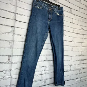 Seven7 Blue Straight Leg Jeans Classic Style Light Distressed SZ 4 Y2K Mid Rise thumbnail 6