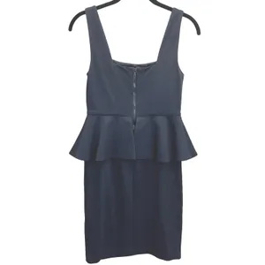 Alice + Olivia Employed Peplum Mini Dress 2 Navy Blue Sheath Sleeveless‎ Fitted thumbnail 6