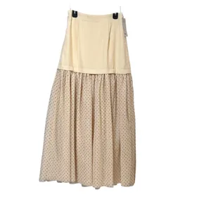 MOTF Naturally Chic Polka Dot Drop Waist Maxi Skirt Cream Beige XS NEW thumbnail 2