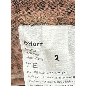 Reformation Toulouse Dress Womens 2 Cream Black‎ Cheetah Print Linen Midi thumbnail 9