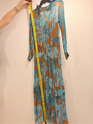 Anthropologie The Marais Printed Tiered Teal Floral Maxi Dress Boho Floral XS thumbnail 4