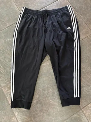 Adidas Women’s Black White Striped Joggers 3X NEW thumbnail 1