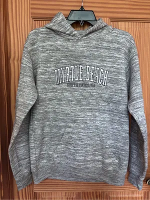 Myrtle Beach Heathered Grey Pullover Hoodie Gray Size L thumbnail 1
