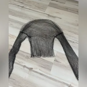Amazon Black Crystal Net Long-Sleeve Crop Top thumbnail 2