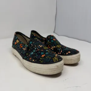 Keds Rifle Paper Co Triple Decker Floral Slip On Sneakers Black Womens 7.5 thumbnail 3