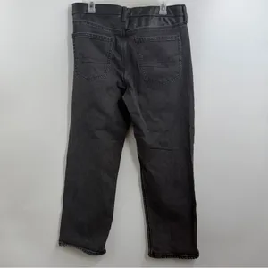 American Eagle Super High Rise Ankle Straight Jeans 12 Black Vegan Leather thumbnail 5