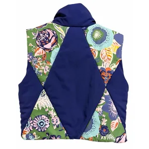 Anthropologie Daily Practice Puffer Vest Blue Patchwork Women's Size Medium‎ thumbnail 2