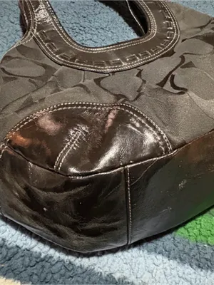 Coach Black Y2K Signature Canvas kisslock Hobo Bag with Leather Trim thumbnail 7