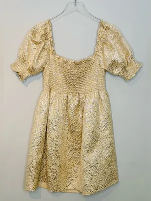 Hill House Athena Nap Gold Brocade Babydoll Mini Dress thumbnail 5