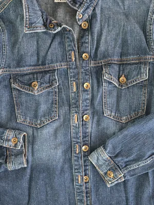 Zara Indigo Denim Button Down Shacket Size S thumbnail 6