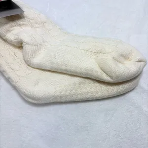 Hunter Cream Cable Knit Socks‎ with Striped Cuff thumbnail 7