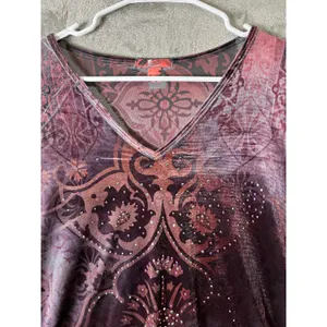 Vintage Sheer Mesh Paisley Bell Sleeve Top Y2K Boho Goth Festival Fairy Grunge M thumbnail 2