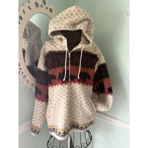Vtg Earth Ragz Wool Southwest Hooded‎ Jacket Medium Forest thumbnail 2