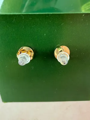 Tory Burch | Gold Plated & Pave Crystal Logo Earrings w/ Pale Yellow Drops thumbnail 2
