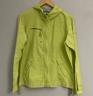 COLUMBIA Omni-Shade womens neon/yellow full zip hooded light jacket size XL thumbnail 1