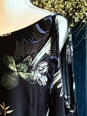 Free People asymmetrical floral print Black Floral Cold-Shoulder Tunic Size S thumbnail 14