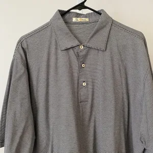 Peter Millar XL Black White‎ Striped Polo Shirt Double Mercerized Cotton Golf thumbnail 2