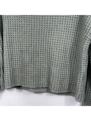 Sincerely Jules XS Sage Green Waffle Knit Sweater thumbnail 3