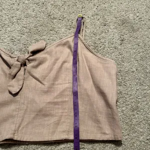Aerie Smocked Tie Front Crop Cami Top Tan Beige XXL‎ thumbnail 4