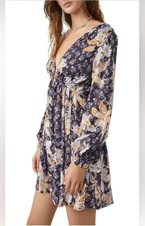 Free People Soli Mini Long Sleeve Satin Dress M thumbnail 4