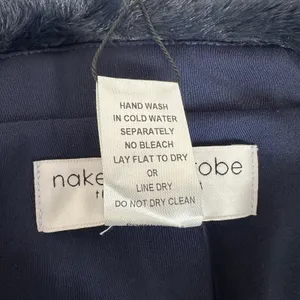 NEW Naked Wardrobe The Statement Trench Coat Navy Fur Shawl Collar Belted Small thumbnail 9
