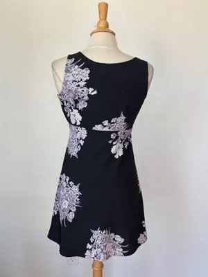 Rampage Vintage 90s Purple Floral A-Line Babydoll Lavender Sleeveless Dress thumbnail 8