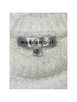 Madden Girl Ivory Chunky Knit Cropped Sweater Women SizeL Cozy Textured Pullover thumbnail 3
