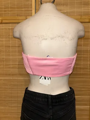 Zara NWT Cropped Bandeau Top Pink Size XS Limited Edition Bloggers Fav thumbnail 4