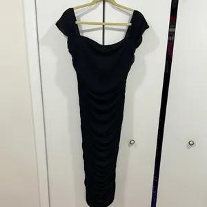 Black Ruched off the shoulder dress thumbnail 2