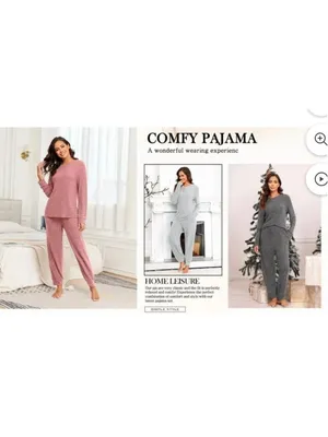 NEW Super soft Pajamas Sets Long Sleeve Top & Pants Pockets Lounge M thumbnail 7