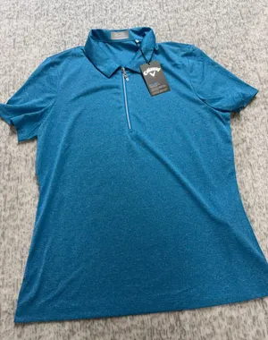 Callaway Womens‎ Med Opti-Dri Quarter Zip Polo Shirt Vivid Blue Heather NWT M thumbnail 1
