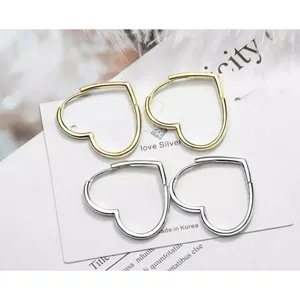 NEW Heart‎ Hoop Earrings, Rhodium Plated 925 Silver thumbnail 5