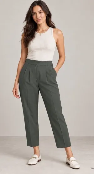 Babaton Aritzia Cohen Pants Women's 4 Dark Olive Japanese Crepe Trousers Office thumbnail 1