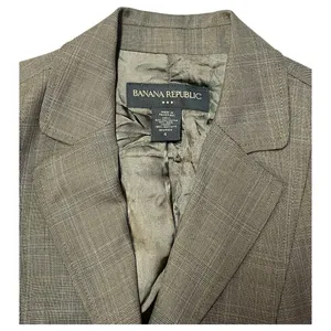 Banana Republic Blazer Womens 4 Wool Belted 3 Button 3/4 Sleeve Career Brown thumbnail 9