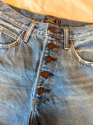 Abercrombie & Fitch Distressed Button-Fly Denim Shorts - Blue thumbnail 2