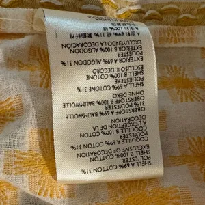 Pilcro and the Letterpress by Anthropologie White Yellow Embroidered Babydoll Top Bohemian Medium thumbnail 7