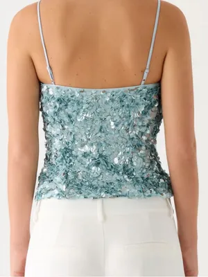 Peppermayo Alayna Sequin Top in Aqua Size: 6 thumbnail 2