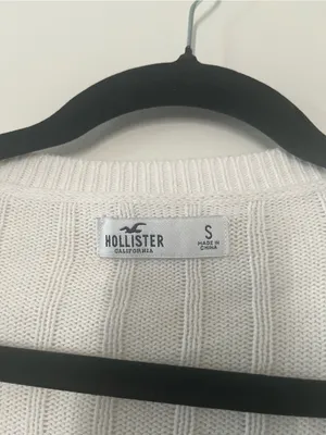 Hollister White Cable Knit Cropped Cardigan Small 100% Cotton Preppy Coastal thumbnail 2