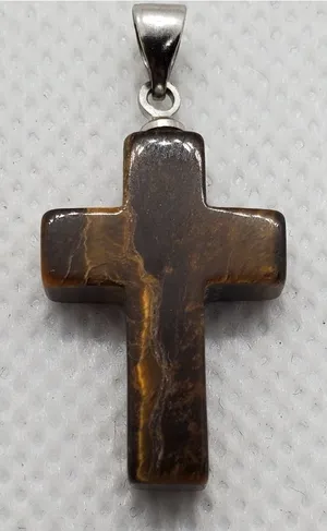 Tigereye Stone Cross Pendant thumbnail 1