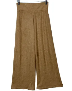 Abercrombie & Fitch Brown Tan Waffle Knit Casual Lounge Wide Leg Pants Size XS thumbnail 1