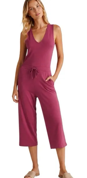 NWT Quince French Terry Modal Jumpsuit Rose Stretchy Size Small thumbnail 1