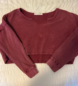 burgundy altard state waffle knit off the shoulder sweater thumbnail 1